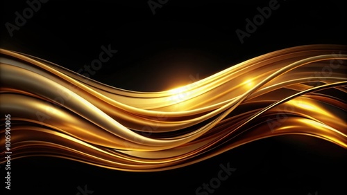 Abstract background with elegant golden waves on black , abstract, background, elegant, golden, waves, black, luxury, design