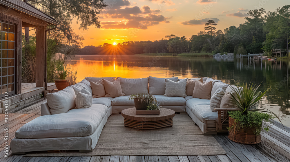Fototapeta premium Beautiful comfortable and inviting outdoor lounge