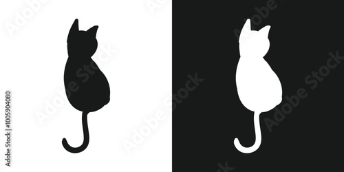 Black and white cats doodle hand drawing isolated background. Vector illustration