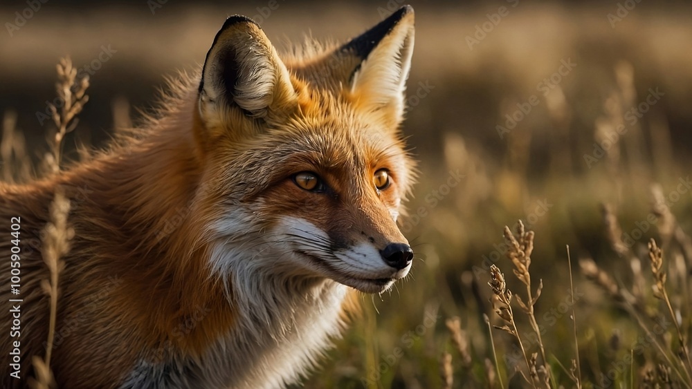 Fototapeta premium Fox in wheat field 