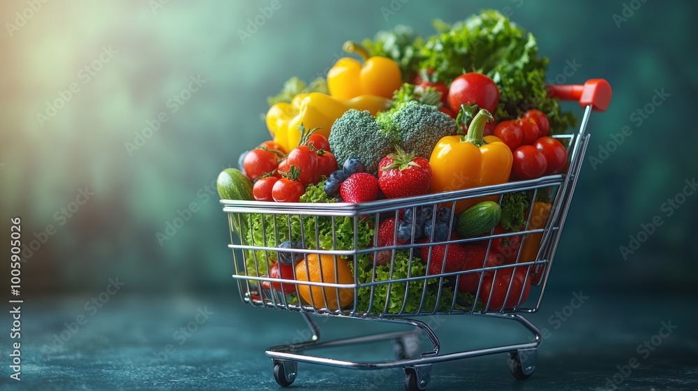 Fresh Produce in a Shopping Cart Fresh Produce in a Shopping Cart