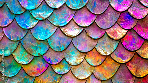 Wallpaper Mural Colorful and shiny metallic mermaid scales forming an abstract textured background Torontodigital.ca