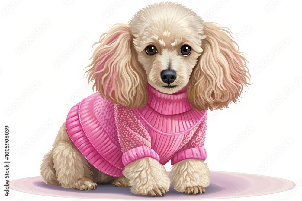 Adorable Cartoon Poodle in Pink Sweater - Fun Vector Illustration for Pet Lovers, Kids, and Fashion Enthusiasts Adorable Cartoon Poodle in Pink Sweater - Fun Vector Illustration for Pet Lovers, Kids, and Fashion Enthusiasts