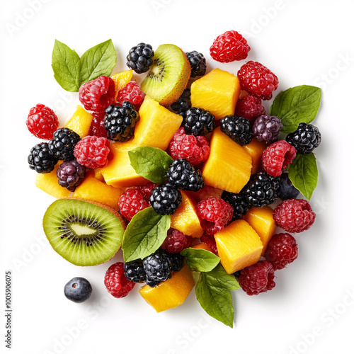 Healthy mixed fruit salad with mango kiwi