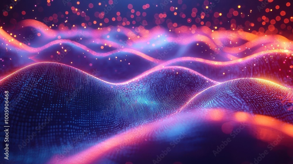 Obraz premium Design a holo abstract 3D visualization of music, with shapes reacting to sound waves