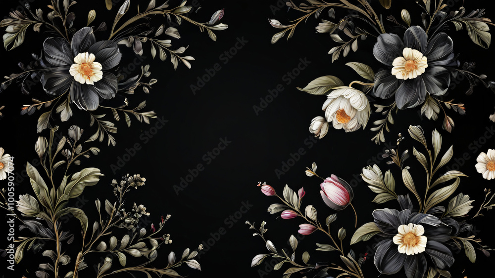 Floral pattern design featuring vibrant pink flowers and leaves, perfect for wallpaper, decoration, or card making Floral pattern design featuring vibrant pink flowers and leaves, perfect for wallpaper, decoration, or card making