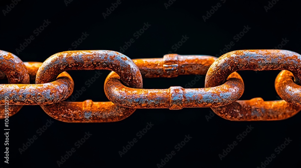 A rusty chain link symbolizing the effects of oxidation over time A rusty chain link symbolizing the effects of oxidation over time