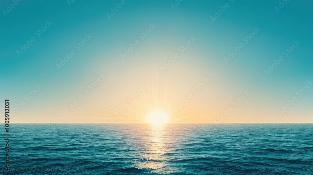 Breathtaking ocean view at sunrise, with vibrant colors reflecting on calm water and a clear blue sky. Breathtaking ocean view at sunrise, with vibrant colors reflecting on calm water and a clear blue sky.