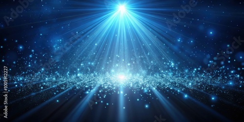 Dark light blue abstract background with falling and flickering light beam ray particles , particle, form, background, rendering