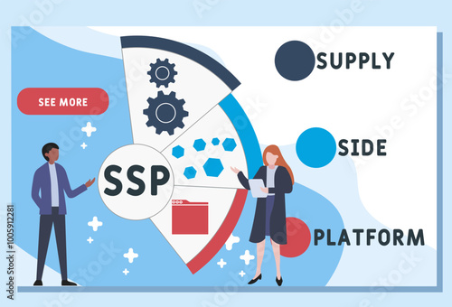 SSP supply side platform acronym. business concept background. vector illustration concept with keywords and icons. lettering illustration with icons for web banner, flyer, landing