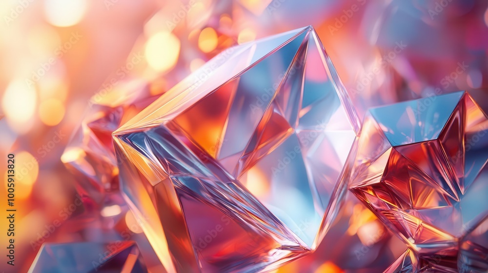 Produce a holo abstract 3D shape animation simulating the formation of crystal structures Produce a holo abstract 3D shape animation simulating the formation of crystal structures