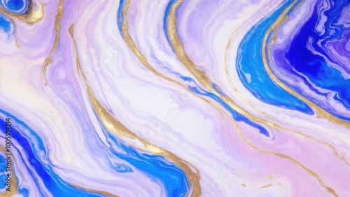 Pink and gold marble abstract background texture. Indigo ocean blue marbling natural luxury style