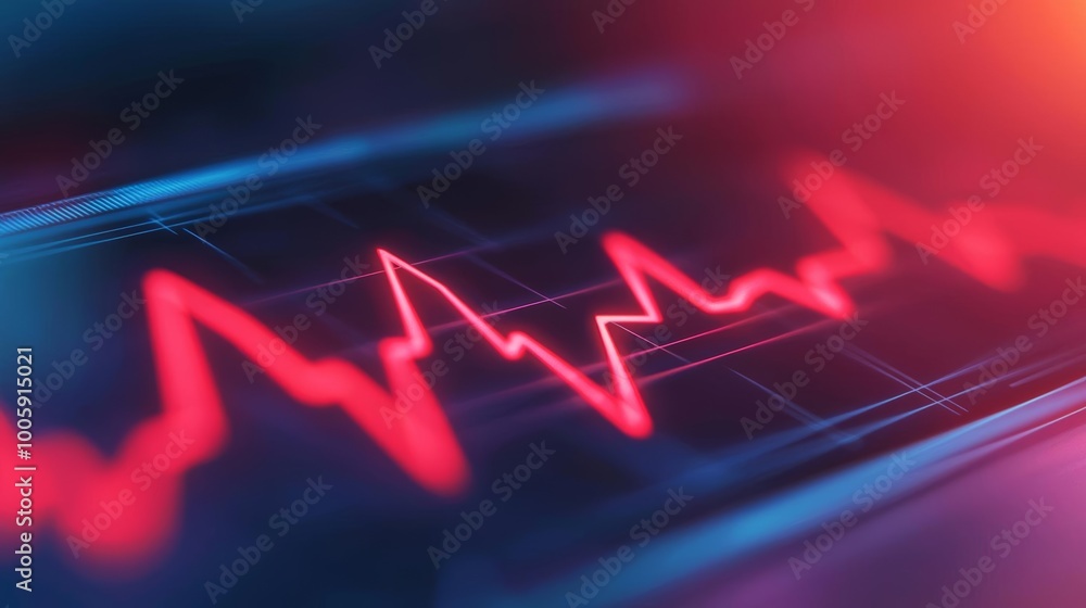 Fototapeta premium Close-up of a heart rate monitor showing real-time readings on a screen, cardiac monitoring, heart health
