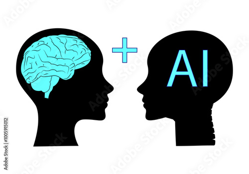 Inteligencia artificial e inteligencia humana complementarias. El poder de la inteligencia humana y artificial. Suma de la IA y la inteligencia humana