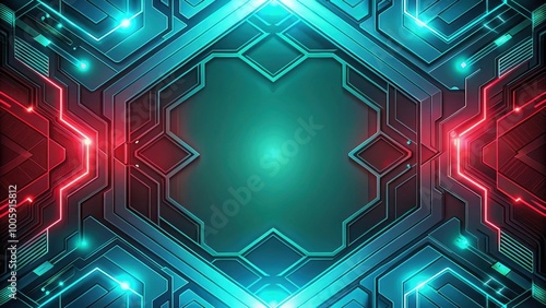 Cryptidcore futuristic technographics HD wallpaper with turquoise and crimson color scheme photo