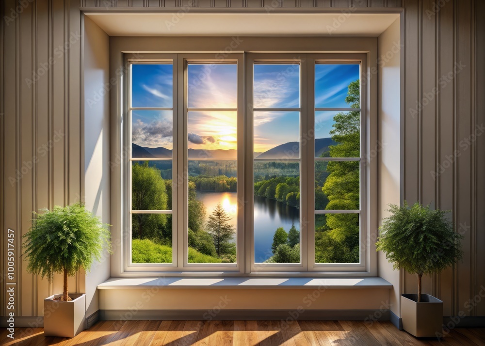 Obraz premium Elegant Window on Wall: Aesthetic Home Decor for Modern Interiors and Natural Light Enhancement Ideas