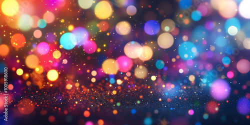 Cosmic Light Spectrum: Vivid Bokeh Effect in Dark Space