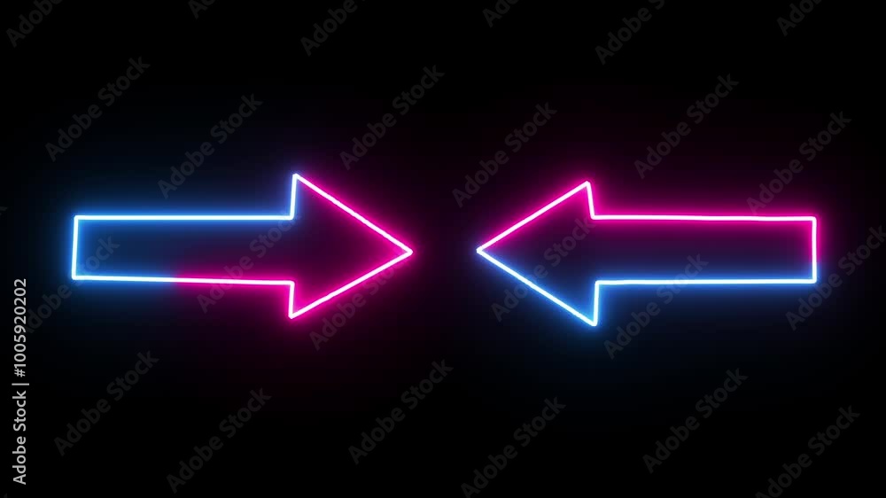Neon arrow icon animation background. Neon arrow icon animation background.