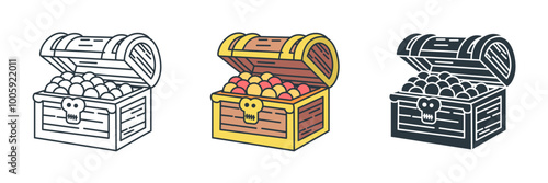 Treasure Chest icon symbol vector illustration isolated on white background