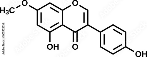 Prunetin structural formula, vector illustration