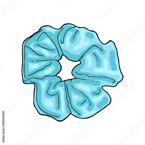 A fun, vibrant blue hair scrunchie illustration. Perfect for beauty, fashion, or accessory-themed projects. Playful and trendy with a youthful vibe.