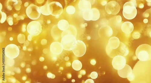 Golden bokeh light effects with glowing circles. Abstract festive background for celebration, 4K background material for loop playback