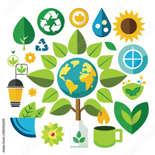ecology icons set