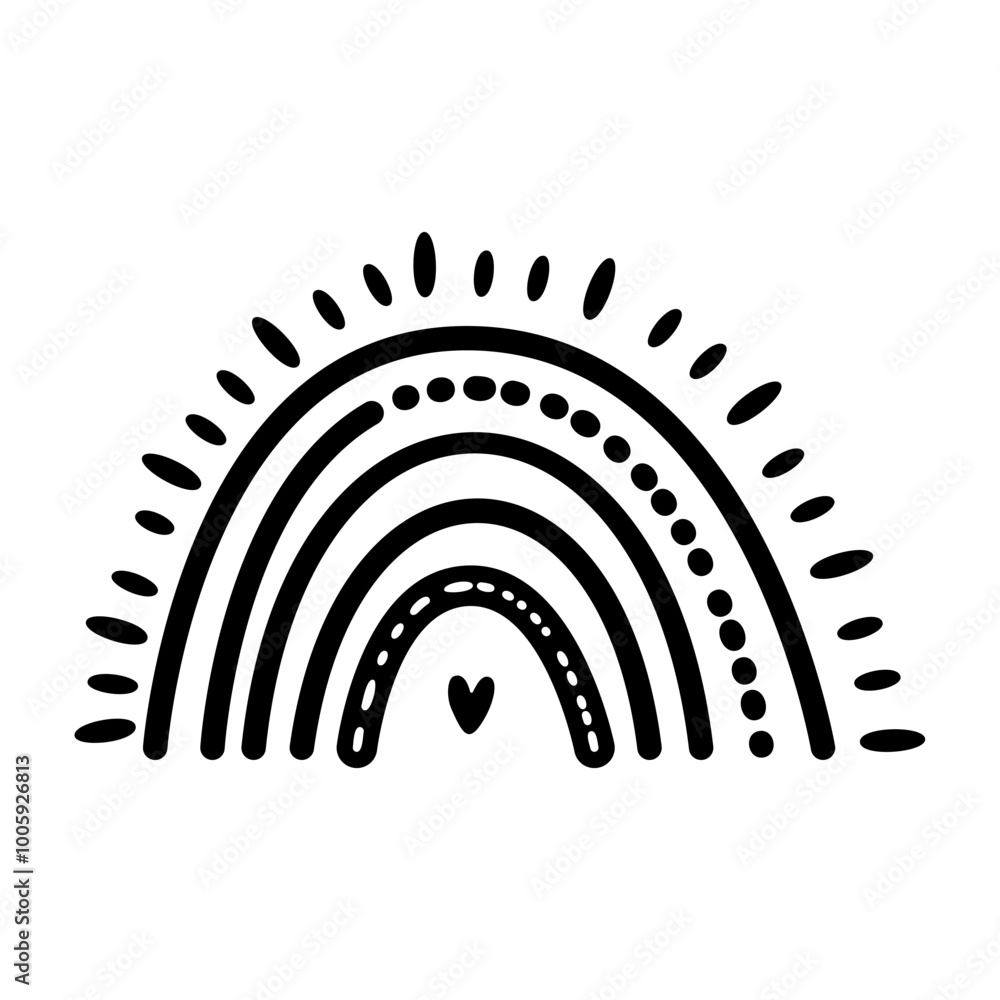 Radiant Heart Rainbow Doodle Vector Cute Illustration Radiant Heart Rainbow Doodle Vector Cute Illustration