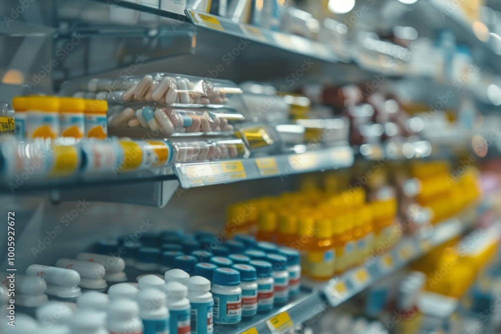 A display of assorted pharmaceutical pills, illustrating the wide range of medication choices. , background blur A display of assorted pharmaceutical pills, illustrating the wide range of medication choices. , background blur