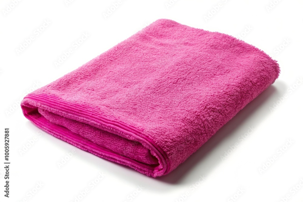 Pink gym towel isolated on white background for fitness, exercise, sports, and gym use with a transparent version Pink gym towel isolated on white background for fitness, exercise, sports, and gym use with a transparent version