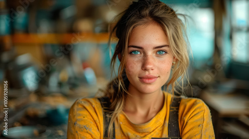 Wallpaper Mural Female carpenter in the wood workshop Torontodigital.ca