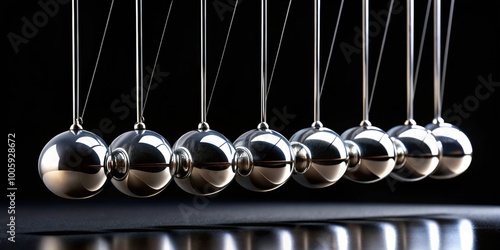 Newton's Cradle with silver balls on black background, Newton's Cradle, silver balls, , physics, motion, momentum