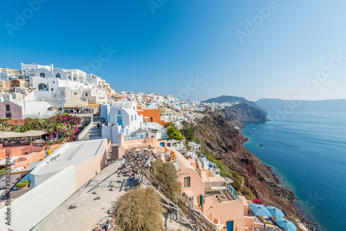 Oia lookout in Santorini island, Greece.