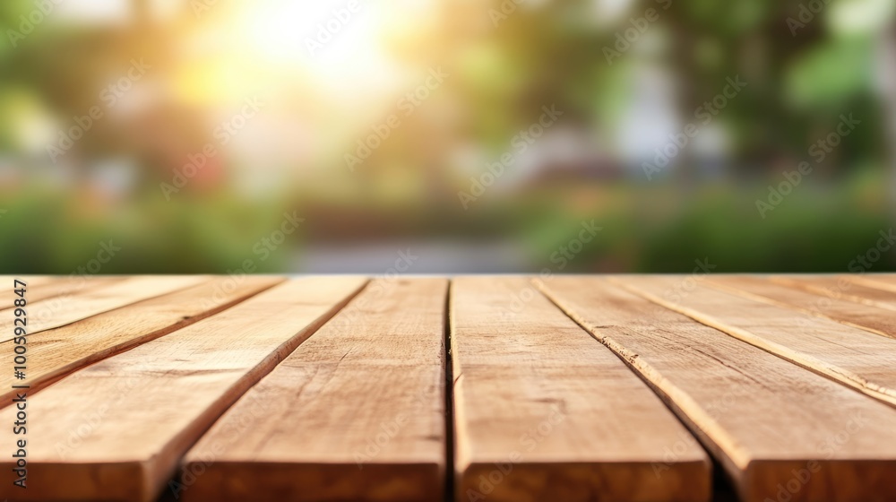 A rustic wooden table is set up in an outdoor environment, illuminated by soft golden light, ideal for showcasing various mockup designs A rustic wooden table is set up in an outdoor environment, illuminated by soft golden light, ideal for showcasing various mockup designs