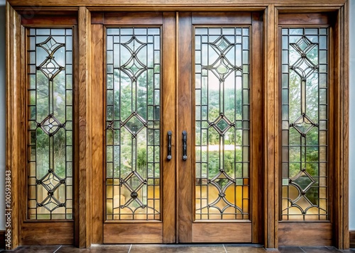 Stunning Antique Double Leaded Glass Doors for Elegant Home Decor and Restoration Projects, Perfect for Vintage