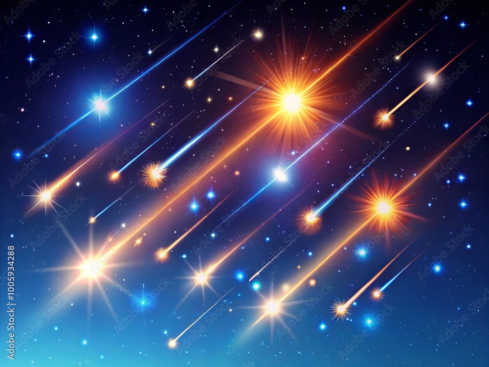 Stunning Vector Meteor Shower Illustration for Night Sky, Stars, and Cosmic Events - Perfect for Astronomy and Space Stunning Vector Meteor Shower Illustration for Night Sky, Stars, and Cosmic Events - Perfect for Astronomy and Space