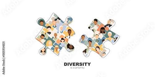 Diversity is a priority. Social banner. Different people together.