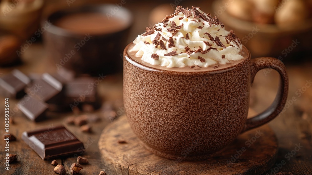 Hot Chocolate with Whipped Cream and Chocolate Shavings Hot Chocolate with Whipped Cream and Chocolate Shavings