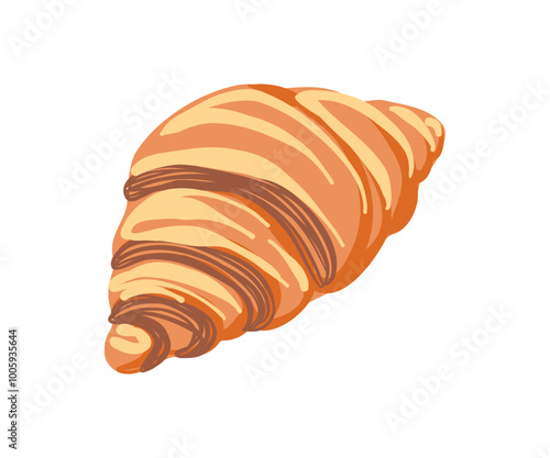 Hand drawn croissant. Food, sweets, pastries. Vector illustration in flat style.