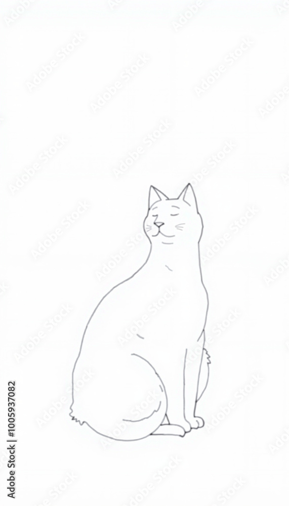 Obraz premium Pencil drawing illustration of a cat outline, sketch style