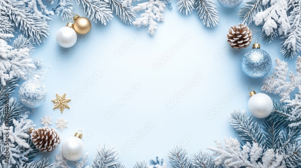 Winter Wonderland with Snowflakes and Ornaments Winter Wonderland with Snowflakes and Ornaments