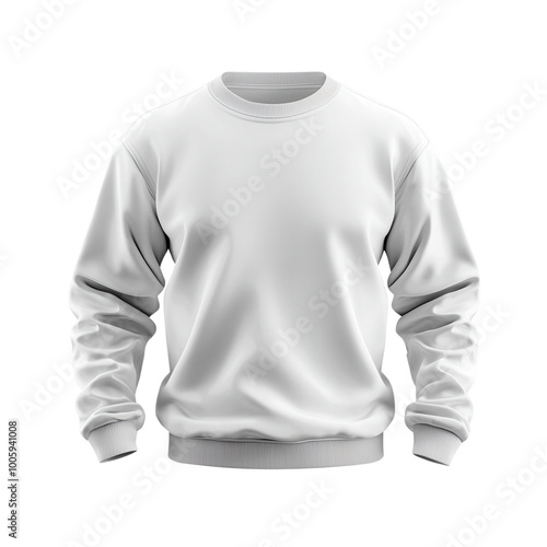 White plain sweatshirt isolated on white background. Blank casual clothing for design presentation and branding isolate on transparency background photo