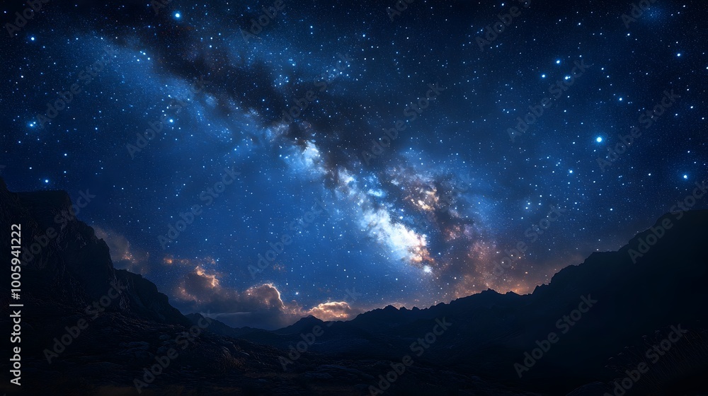 Fototapeta premium Glittering celestial orbs shimmering luminous cosmic dust clouds