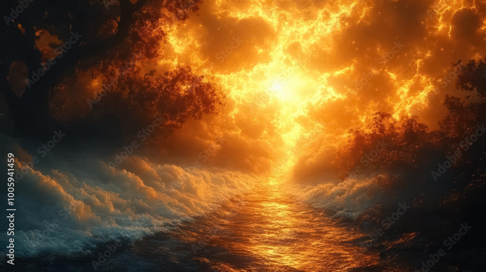 Naklejka premium Autumn Mood. beautiful mystical fantasy artwork