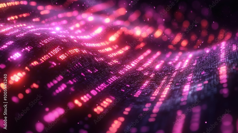 Abstract Digital Wave with Glowing Binary Code Abstract Digital Wave with Glowing Binary Code