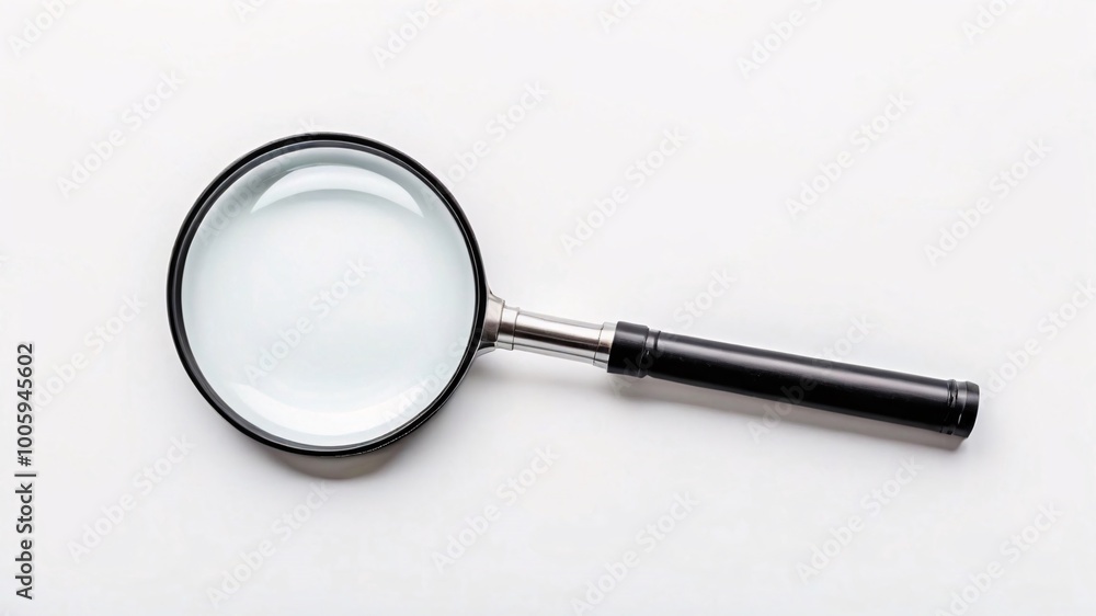 Black magnifying glass on white background. Black magnifying glass on white background.