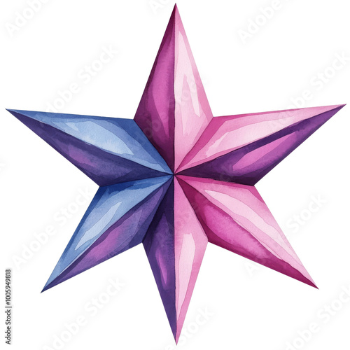 Colorful star on transparent background.