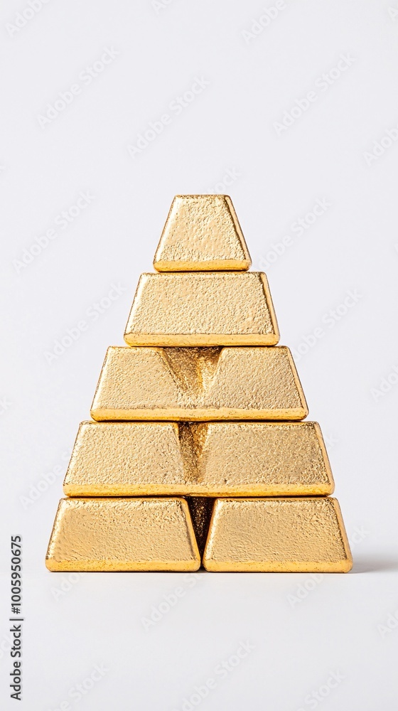 Gold bricks stacked in a pyramid formation, symbolizing strong financial growth, gold bricks, wealth pyramid Gold bricks stacked in a pyramid formation, symbolizing strong financial growth, gold bricks, wealth pyramid