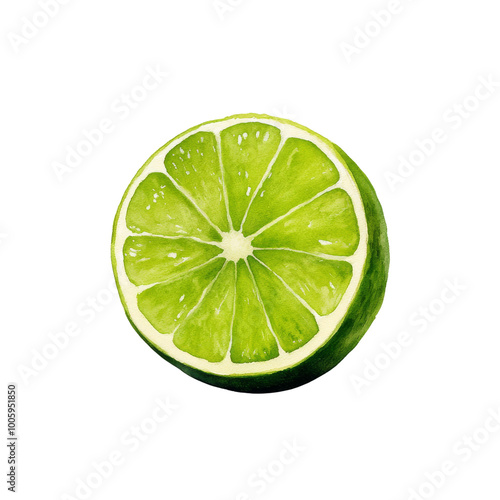 Fresh lime slice, vibrant green, transparent background.