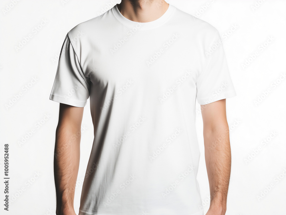 T-shirt on man torso, front view T-shirt on man torso, front view